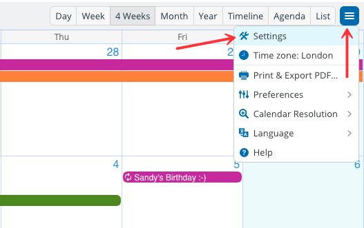 How to use settings as a Teamup calendar administrator 