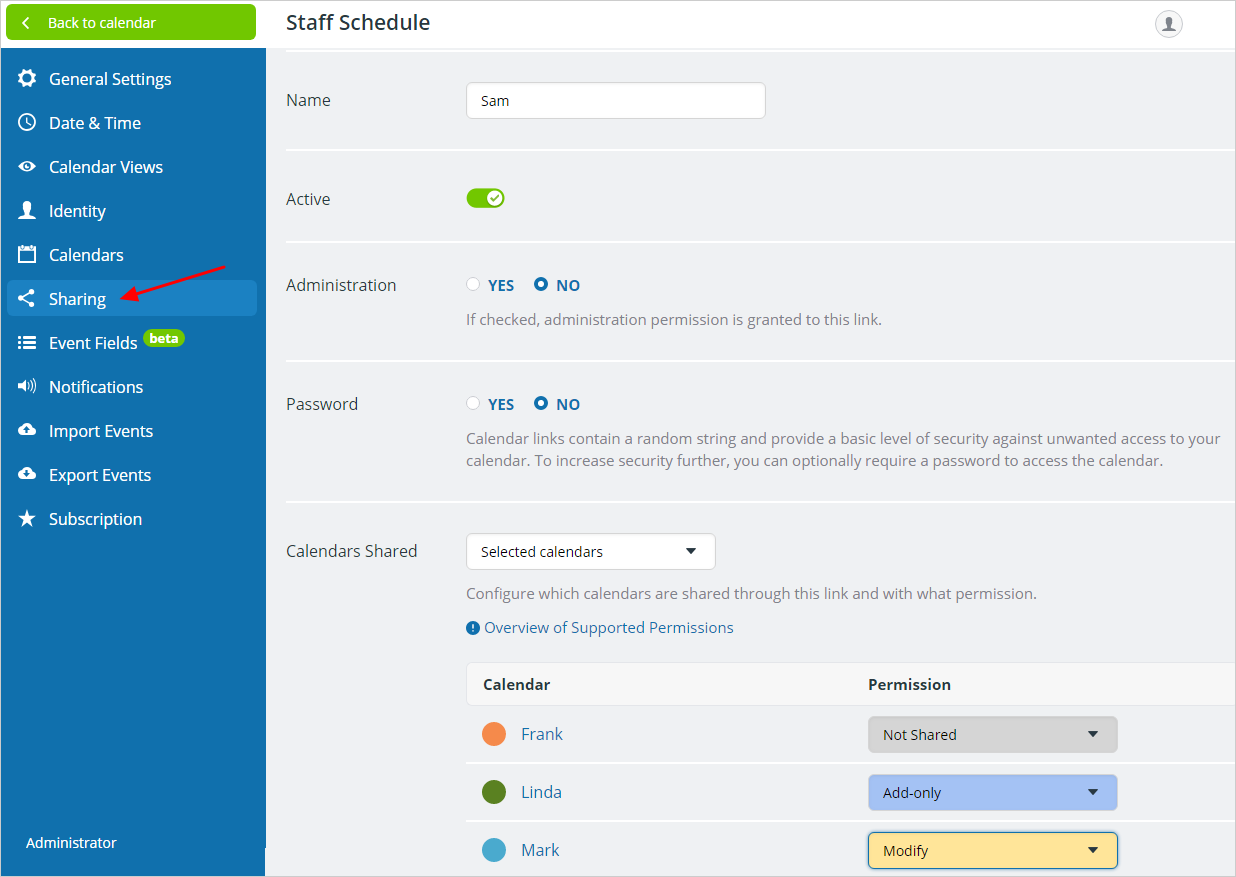 Managing Calendar Links: Add Change or Delete Shareable Links