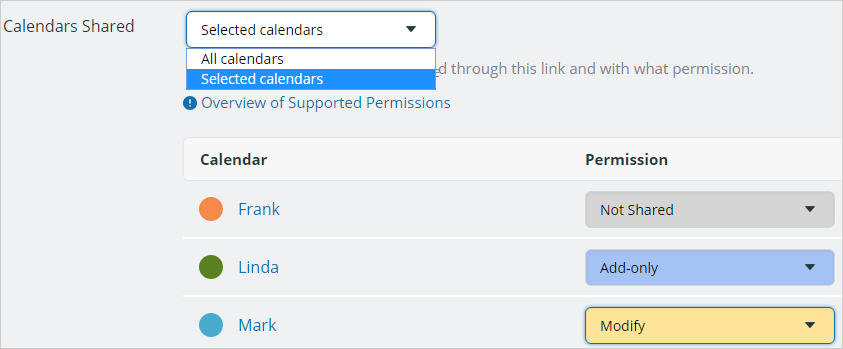 Managing Calendar Links: Add Change or Delete Shareable Links