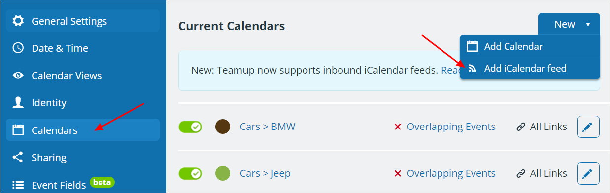 Inbound iCalendar Feeds: View Other Calendars in Teamup