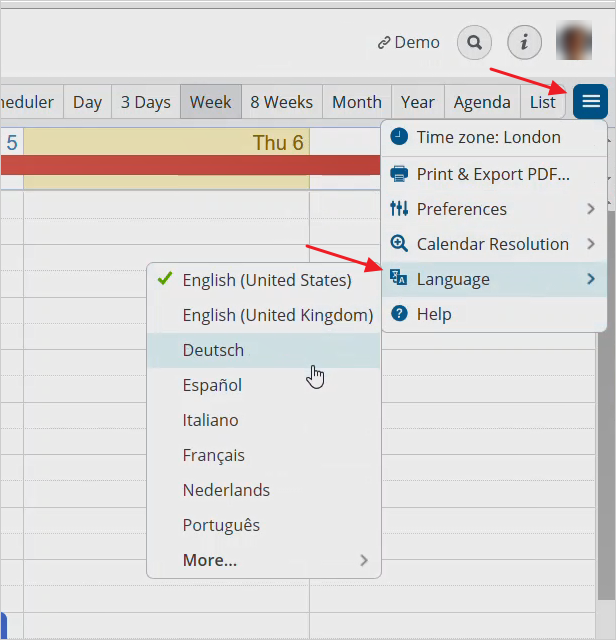 How to Change Language in Teamup Calendar