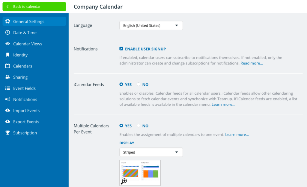 How to use General Settings in your Teamup calendar 