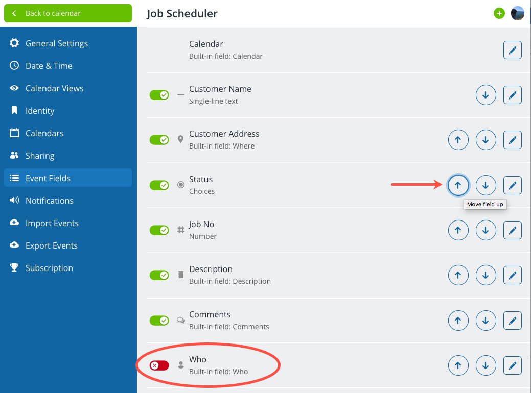 How to Change the Order of Event Fields