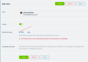 grant calendar administrator rights