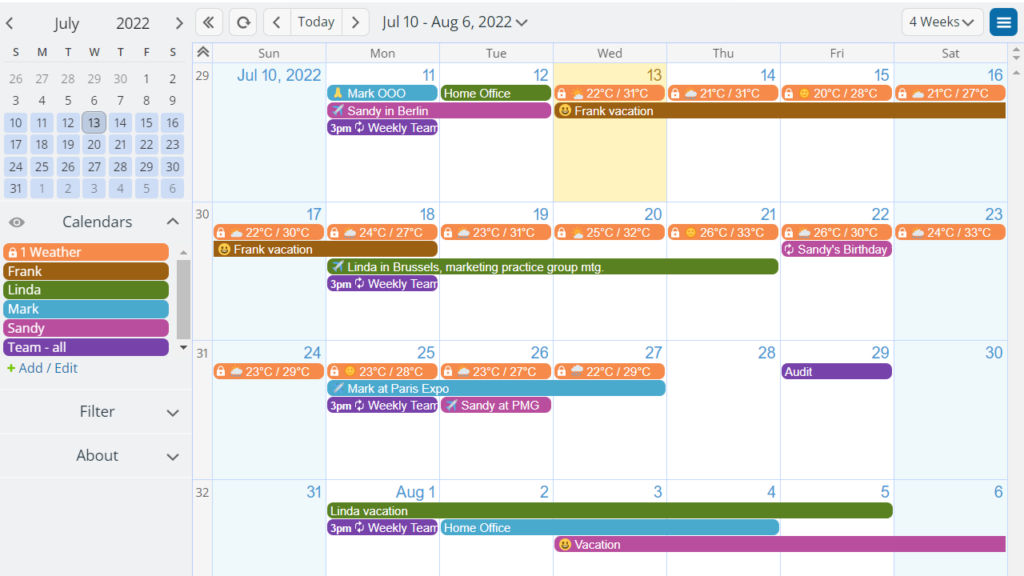 Keep certain events on top of your Teamup calendar in each day.